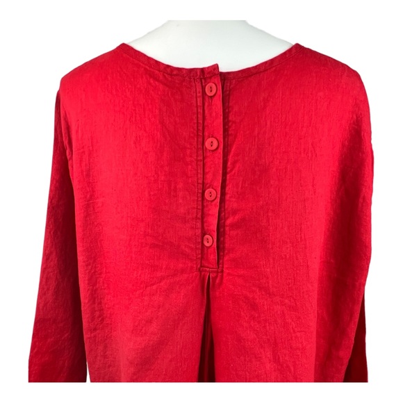 New FLAX Back Up Linen Tunic Shirt 3G 3X Cherry Red - Picture 4 of 9